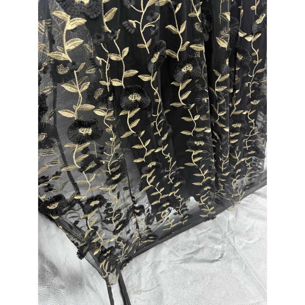 ARULA Black Maxi Dress with Cream Floral Stitching - Picture 8 of 9